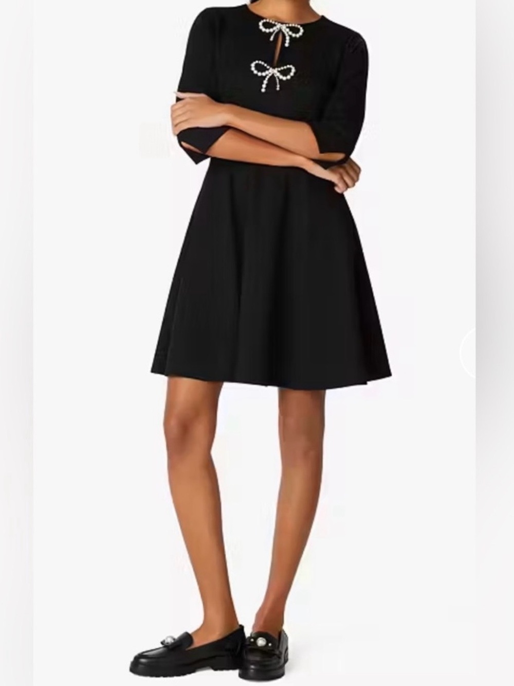 kate spade Black Dress with Pearl Bow Detail